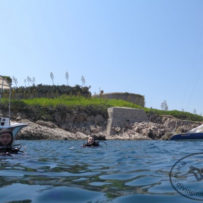 Daily diving near island Mamula. Montenegro