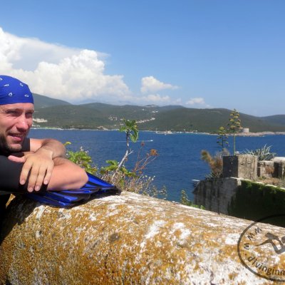 Excursions on the ancient fort Mamula. Montenegro. Diving