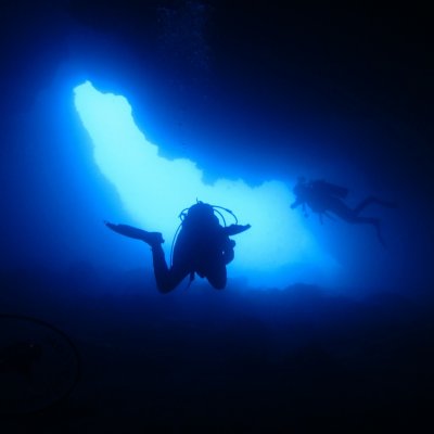 Diving in the caves. Montenegro